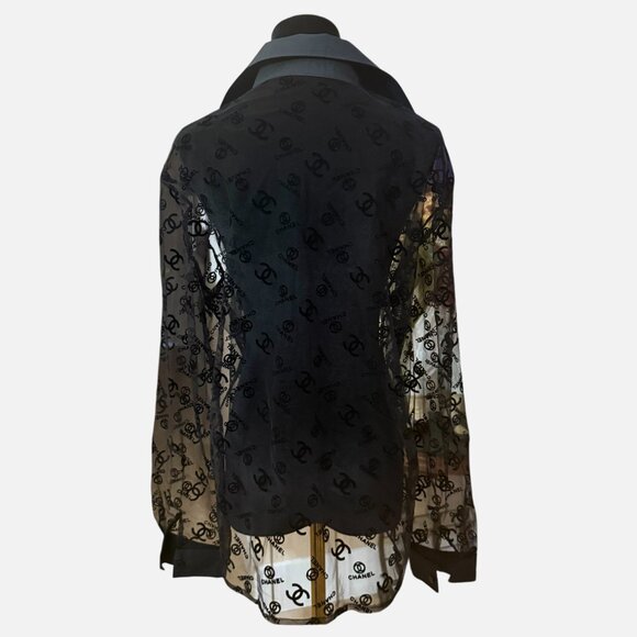 AUTHENTIC CHANEL LOGO BLOUSE SIZE M - Picture 6 of 12